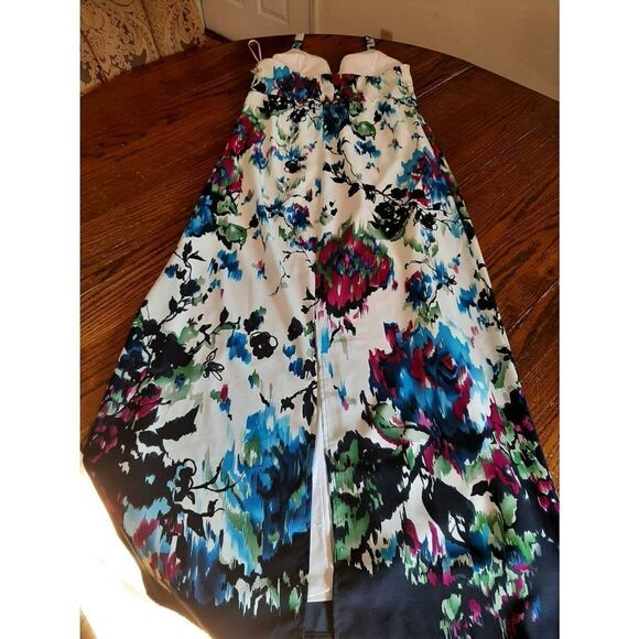 Size 8 Dressbarn Floral Maxi Long Halter Dress Lined Sleeveless Blue Pink Green - Picture 3 of 6